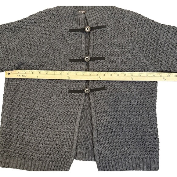 J.McLaughlin Merino Wool Gray Knit Cardigan Sweater L Toggle Closure Minimalist - Picture 4 of 8